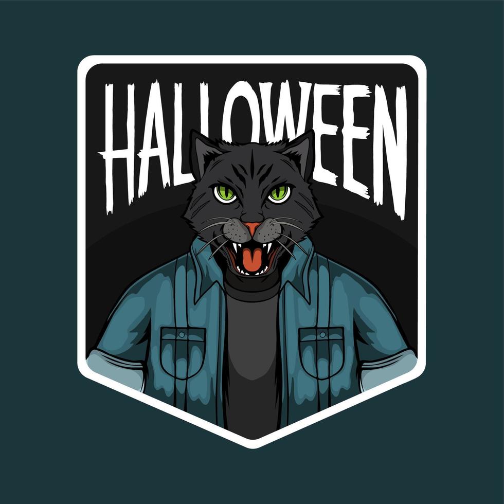 disfraz de gato de halloween para cartel aislado fondo oscuro vector