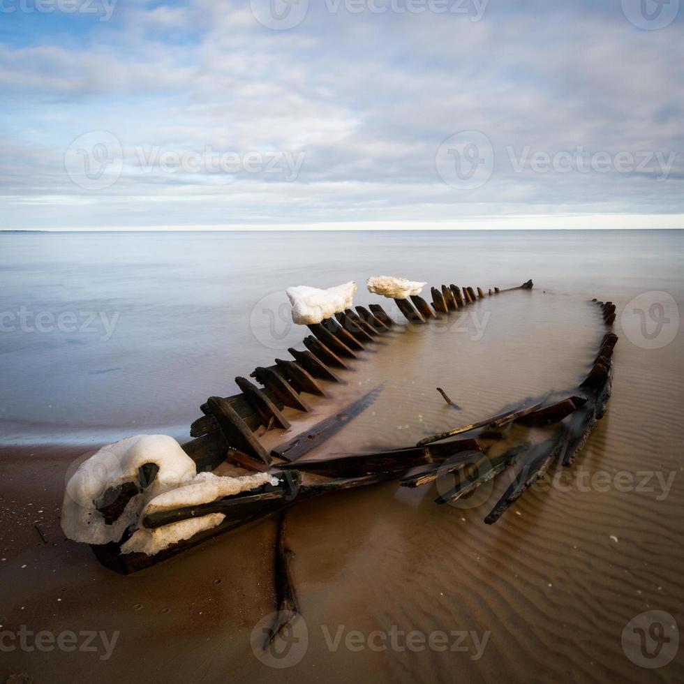 Baltic Sea Coast in Winter With Ice at Sunset photo