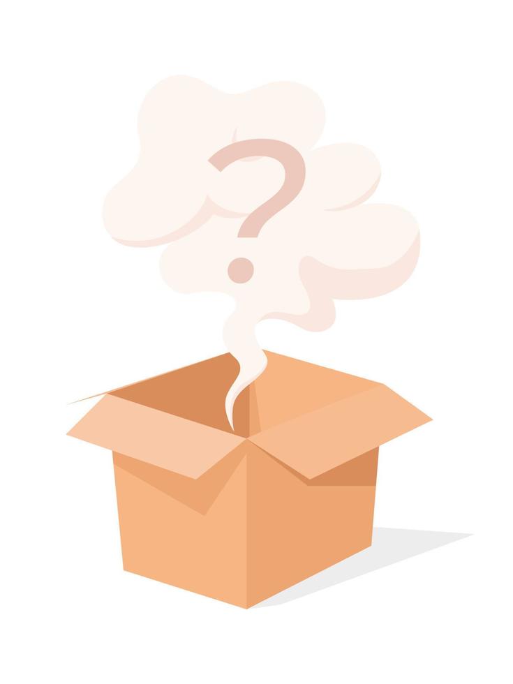 Surprise Mystery cardboard Box with question mark vector