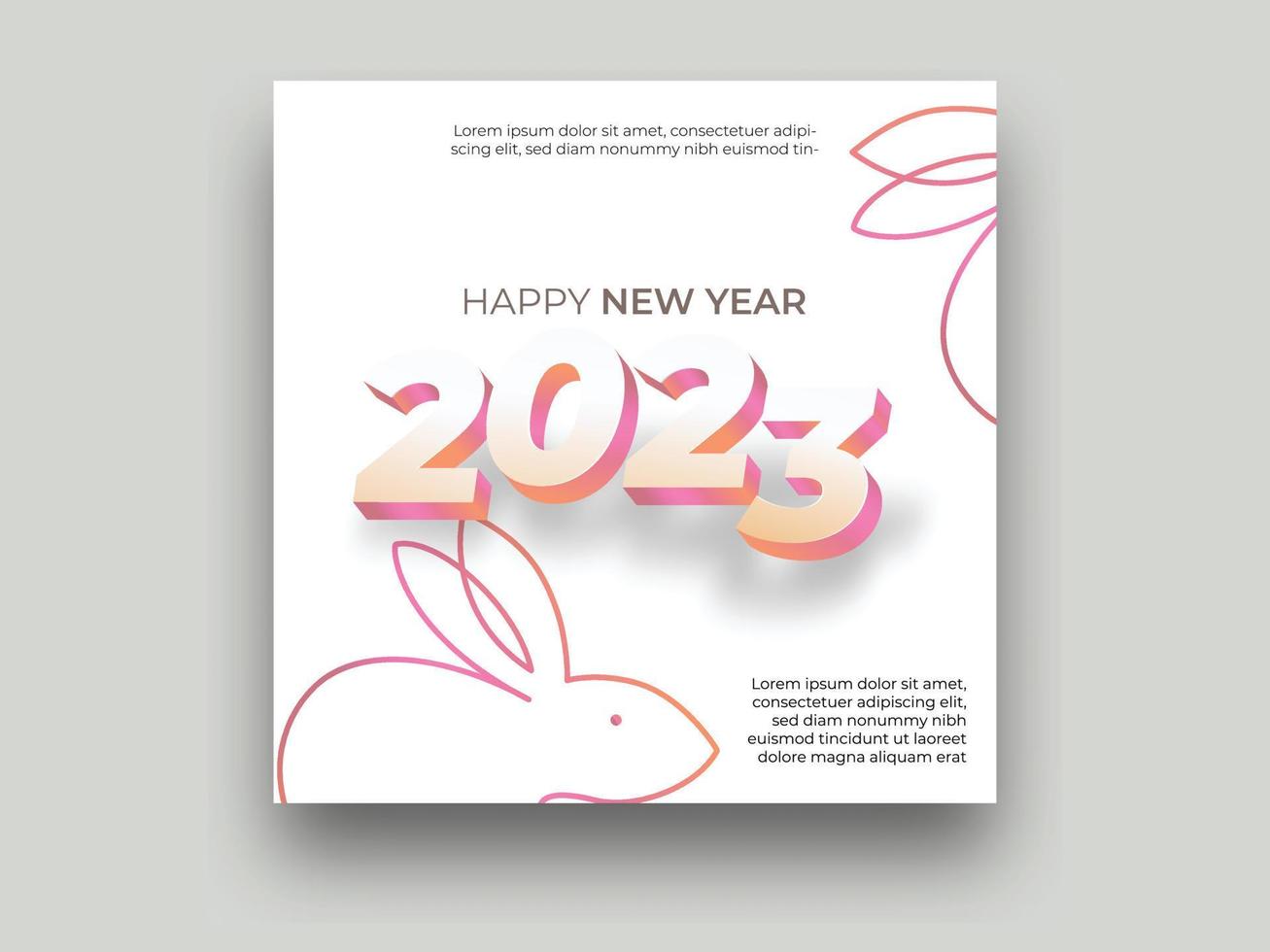 2023 new year greeting square template. Happy new year 2023 background vector