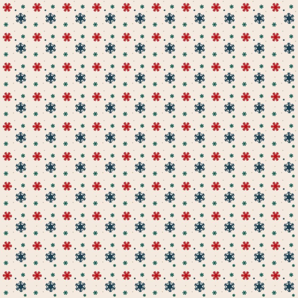 Snowflake vector seamless patterns or textures set, green and red snowflake on beige background, Digital paper seamless for background desktop, phone wallpaper, printable to fabric, wrapping