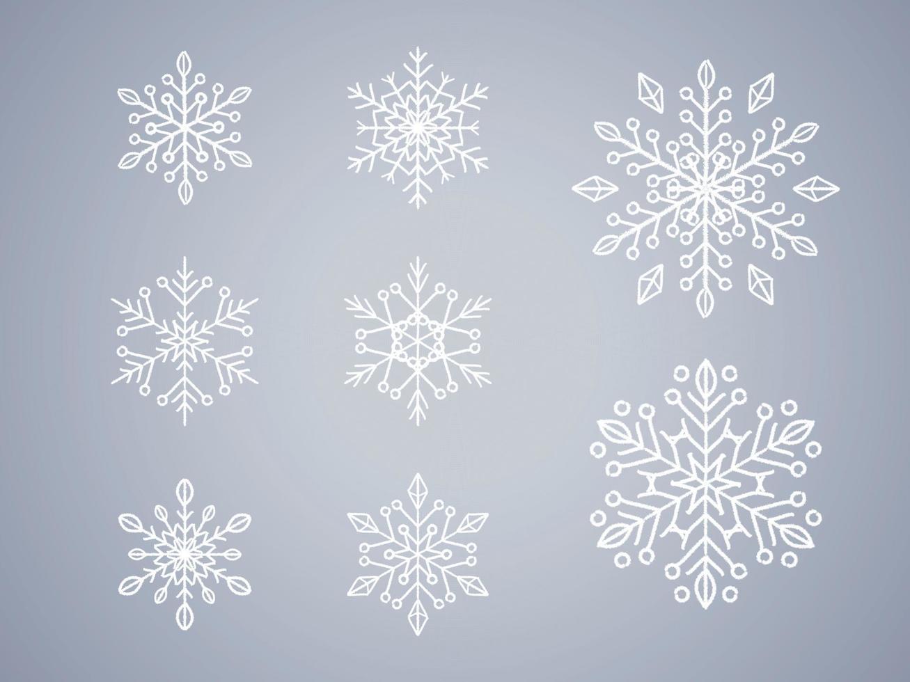 Snowflake Collection on isolated background. Frost background. Christmas icon. Vector illustration