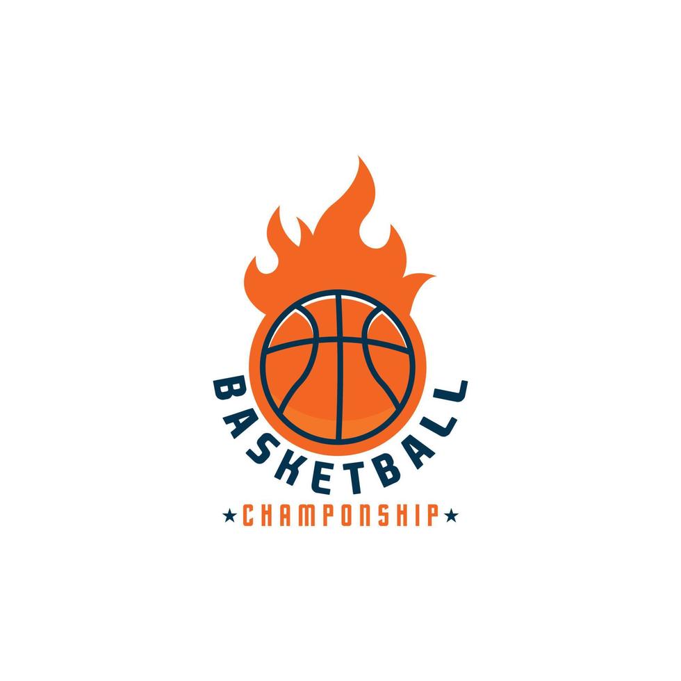 badge fire basketball vector icon logo design