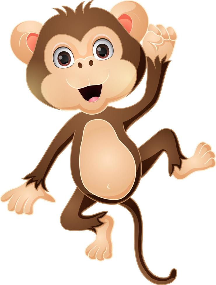 Cute baby monkey cartoon posing vector