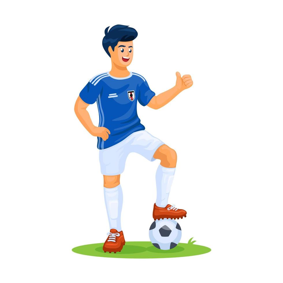 vector de ilustración de dibujos animados de figura uniforme de hombre de fútbol de japón