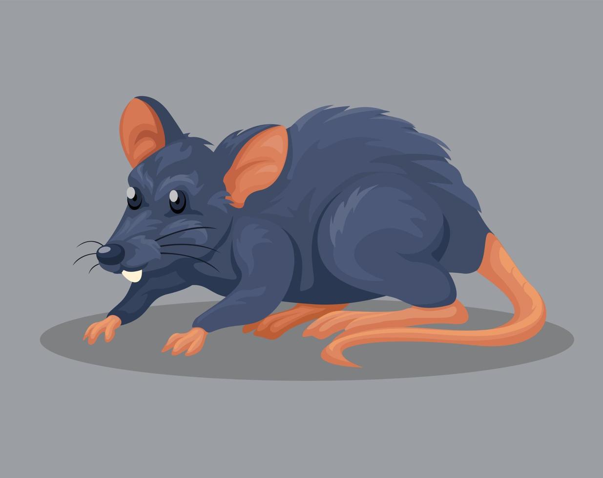 vector de ilustración de dibujos animados de carácter de especie animal de rata o ratón negro