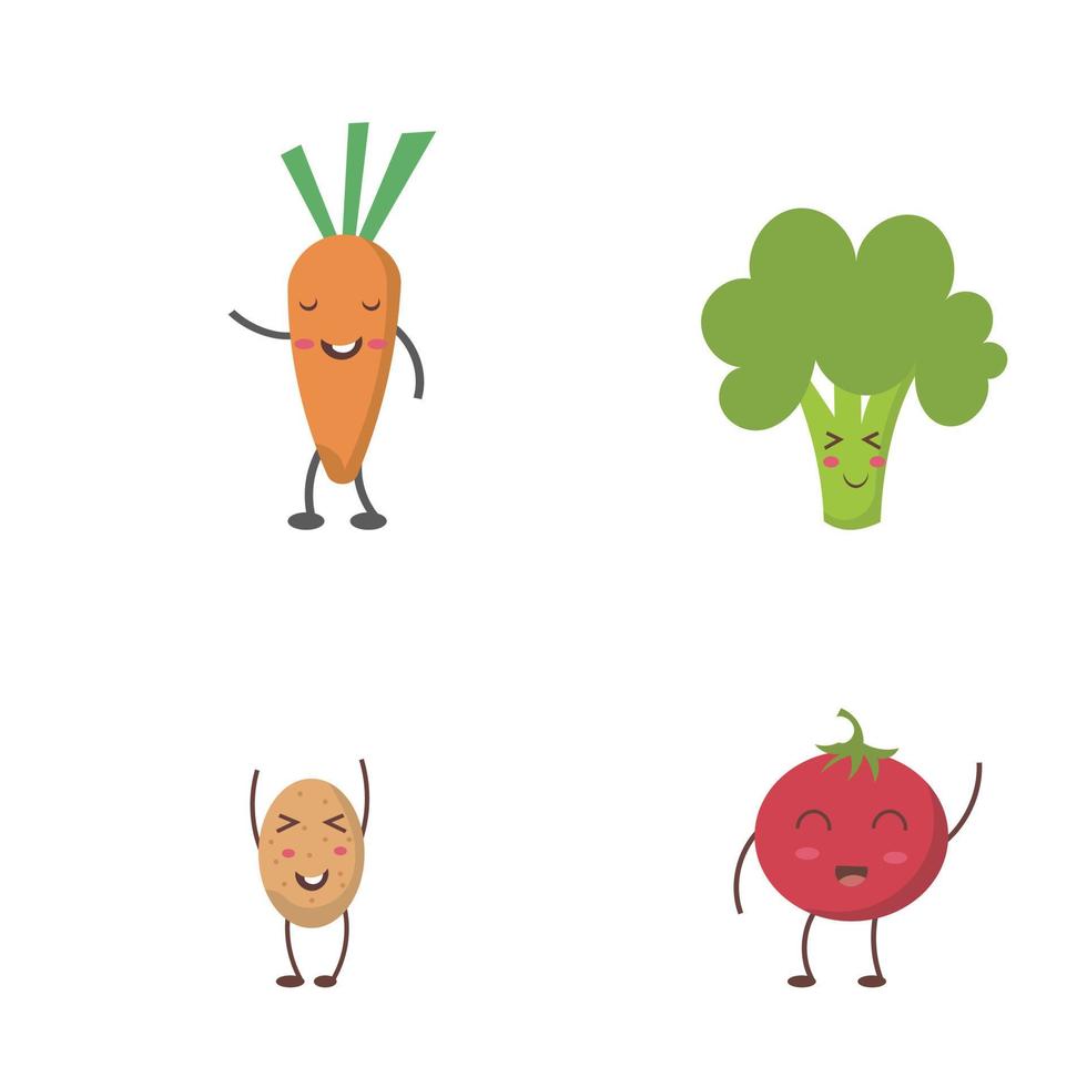 Carrot, Broccoli, Potato, Tomato cartoon vector