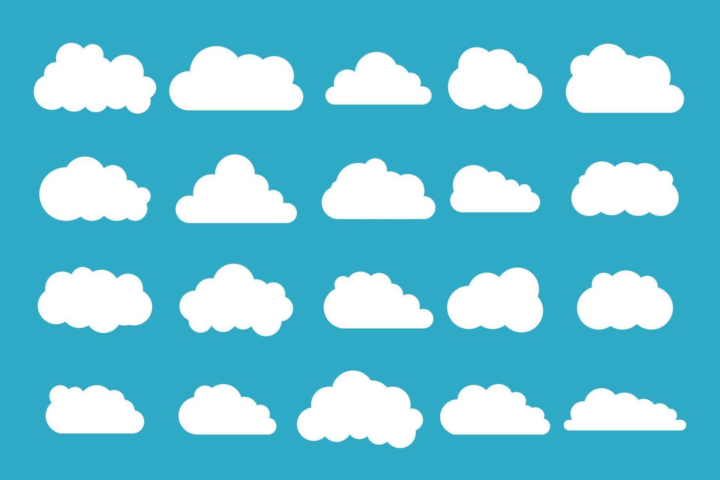 conjunto blanco nube aislado sobre fondo azul. ilustración vectorial vector