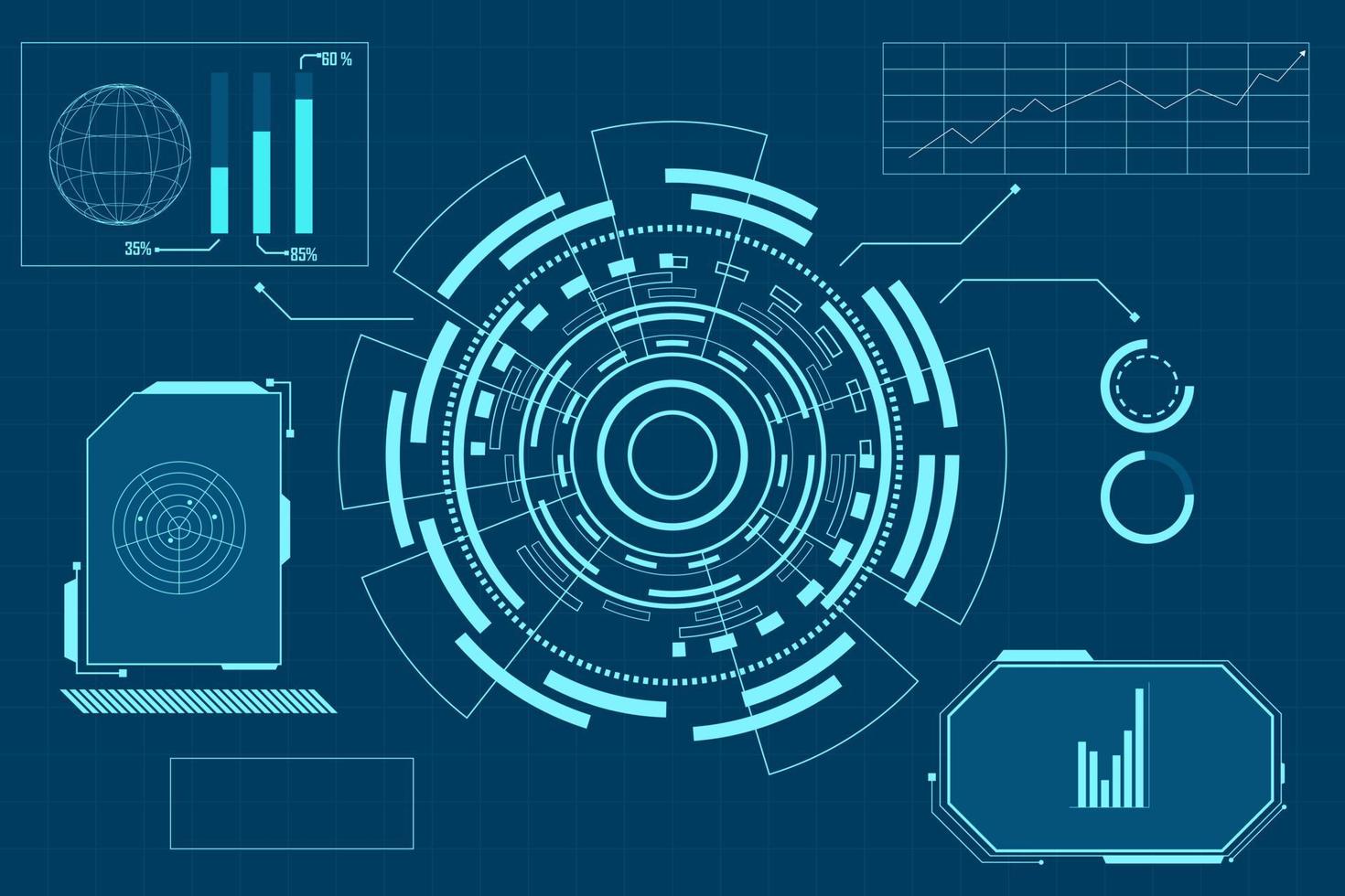 tecnología abstracta concepto futurista interfaz hud elementos de holograma de datos digitales y círculo vector