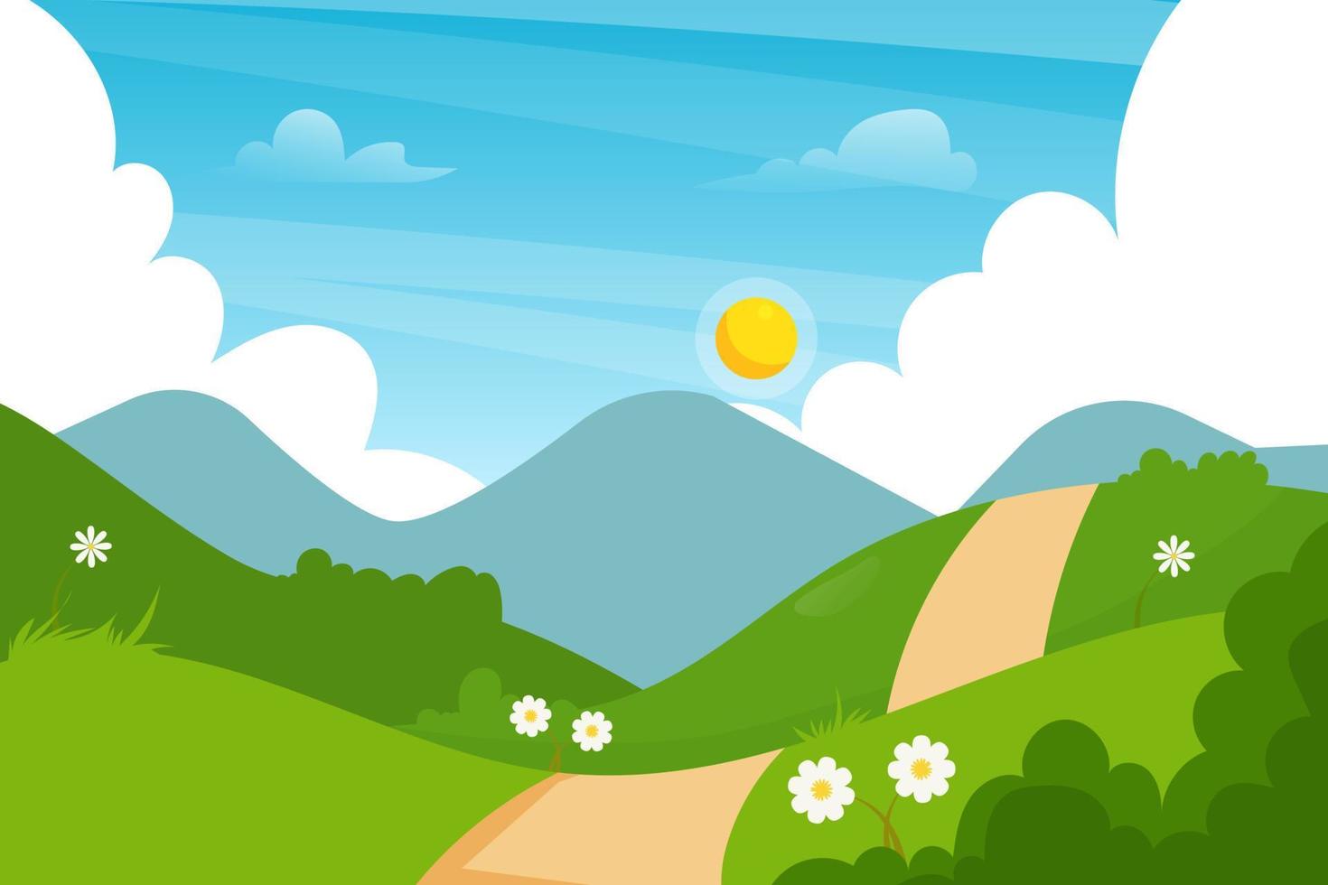 Natural landscape Cartoon vector illustration