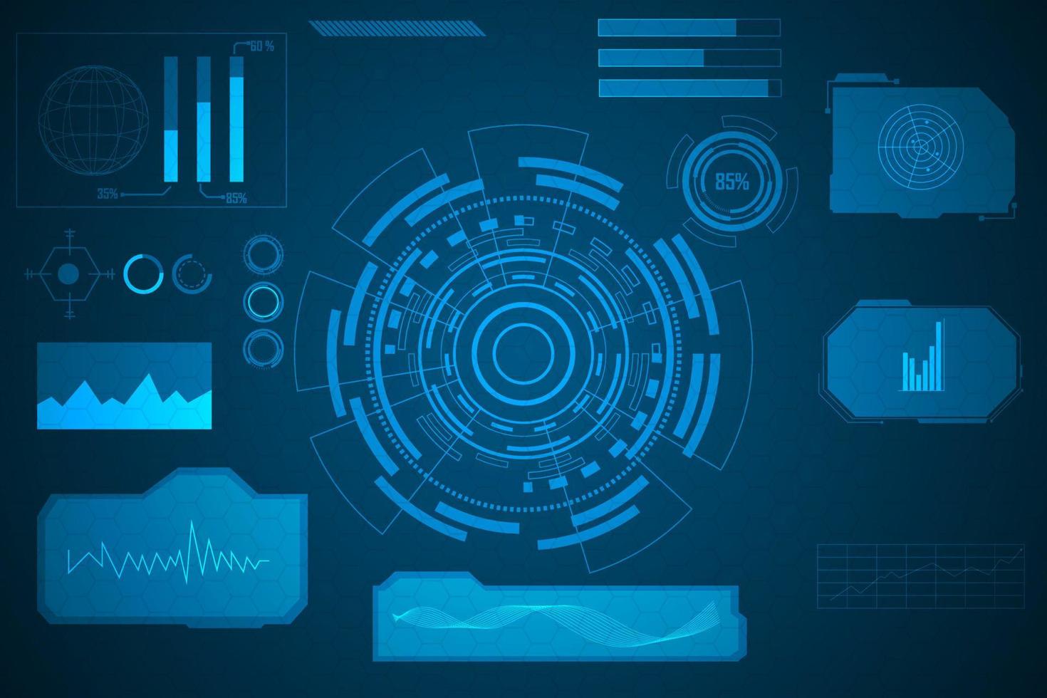 tecnología abstracta concepto futurista interfaz hud elementos de holograma de datos digitales y círculo vector