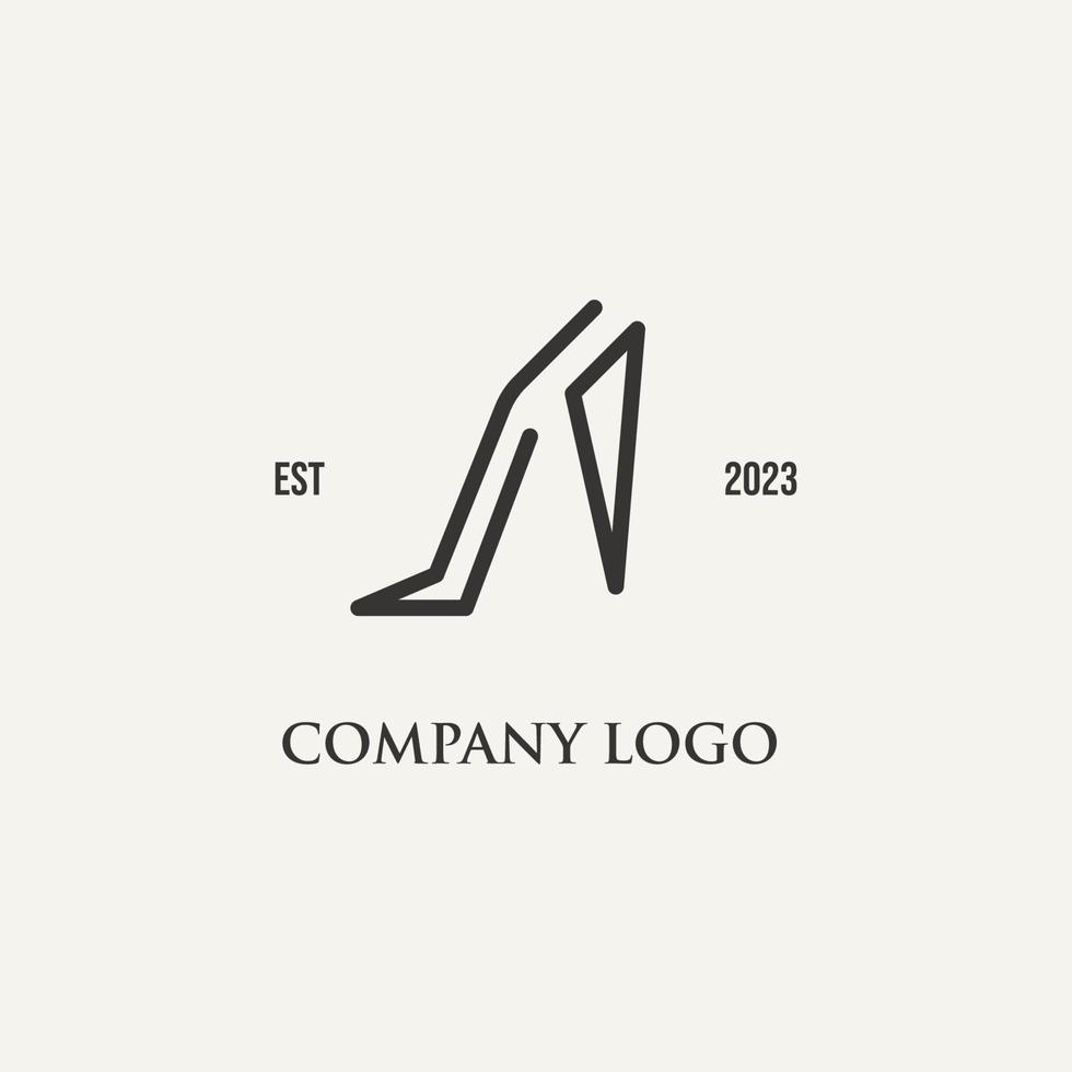 logotipo vectorial de estilete que es similar al tacón alto puntiagudo para el negocio de la moda femenina. vector