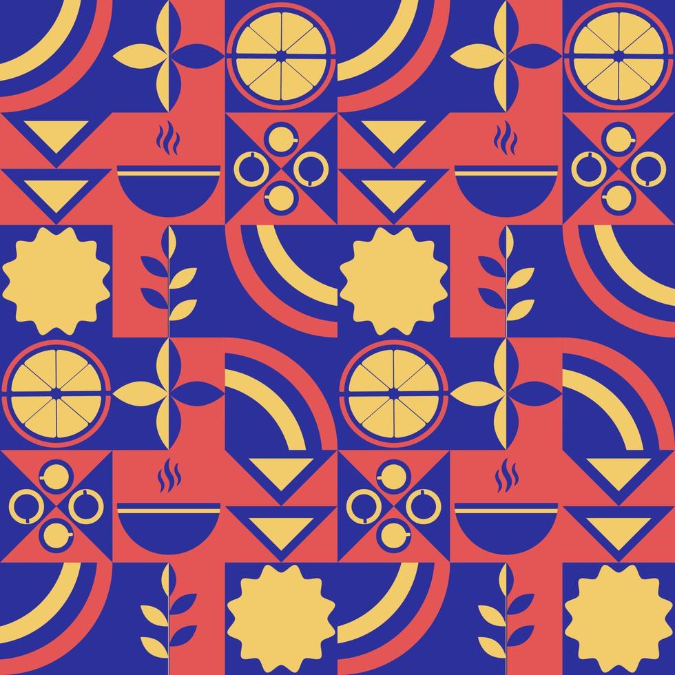 fondo geométrico abstracto de la hora del té en estilo bauhaus. banner para folletos, diseño de carteles. ilustración vectorial vector