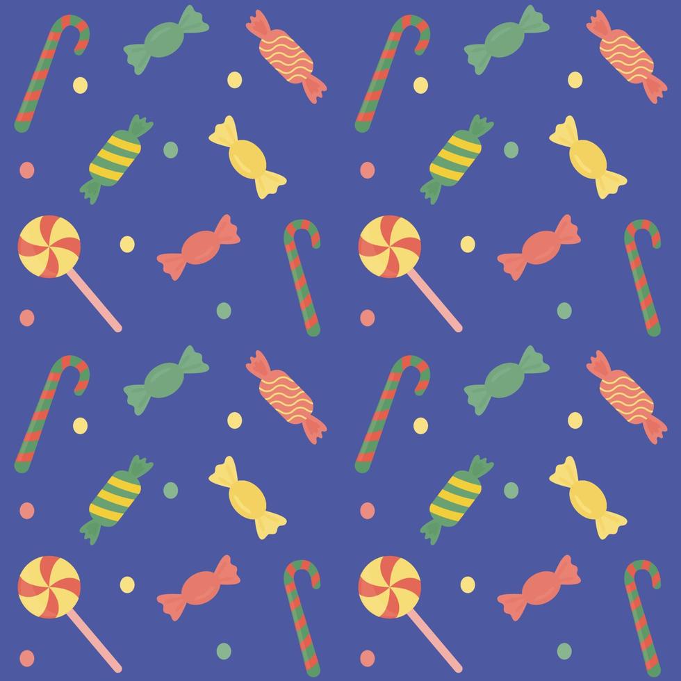 Seamless pattern with sweets. Background with sweets on a dark blue background. vector