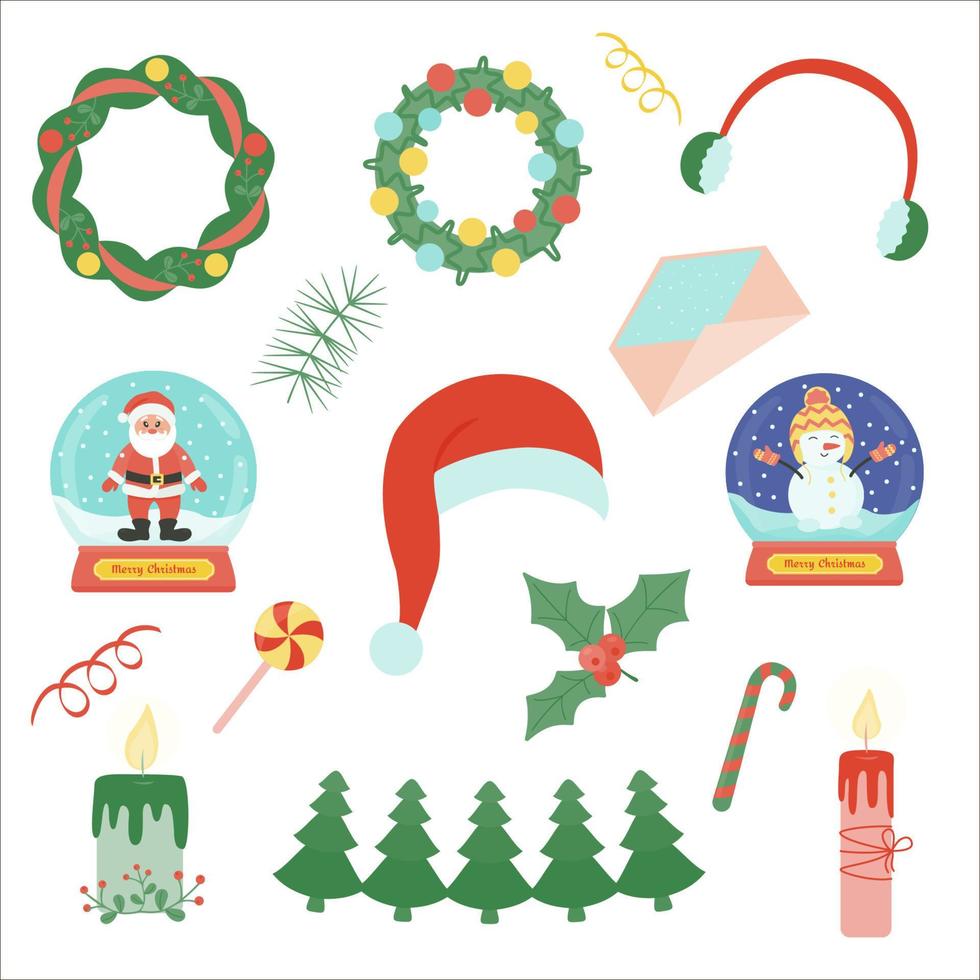 Christmas vector elements in a flat style.