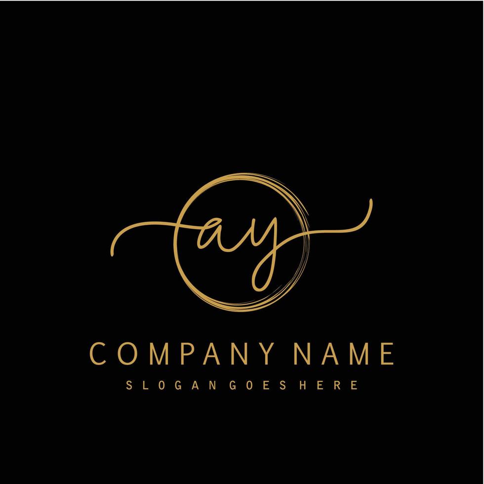 Initial AY handwriting logo with circle hand drawn vector