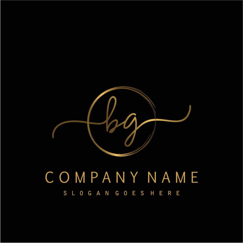 Initial BG handwriting logo with circle hand drawn vector