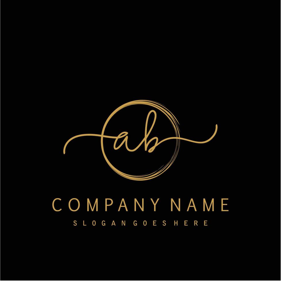 Initial AB handwriting logo with circle hand drawn vector