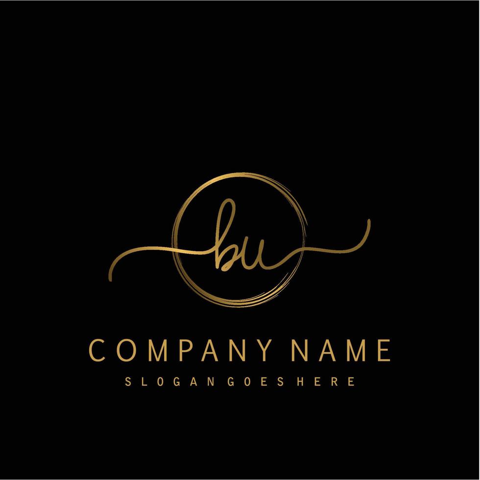 Initial BU handwriting logo with circle hand drawn vector
