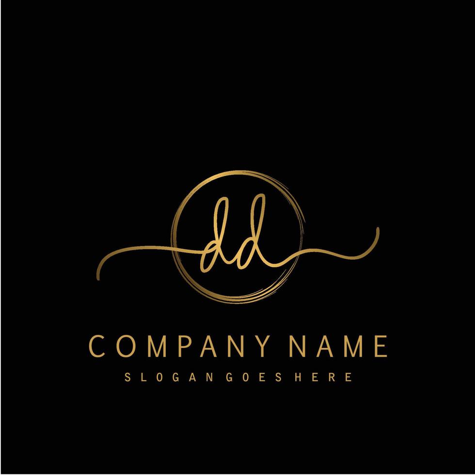 Initial DD handwriting logo with circle hand drawn vector