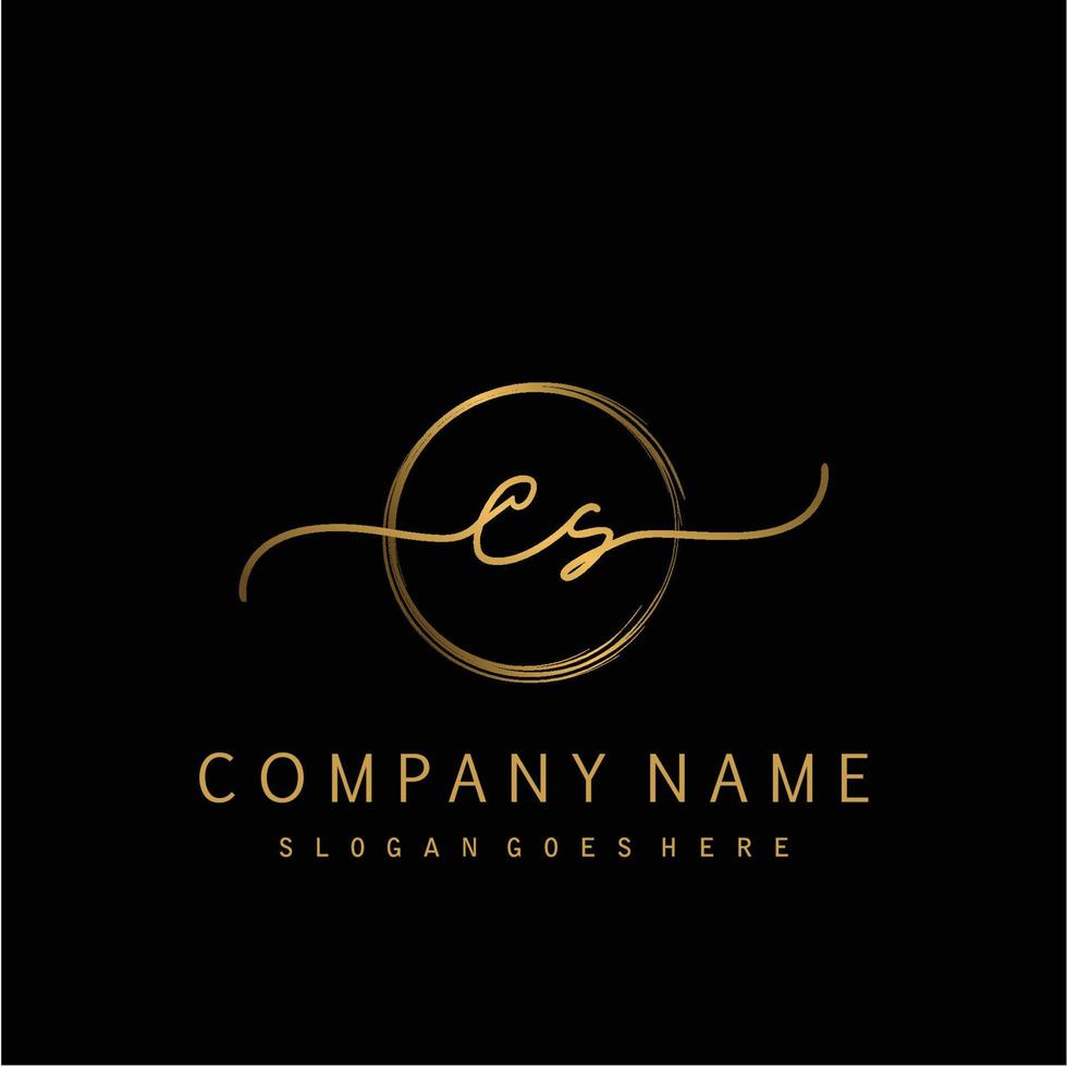 Initial CS handwriting logo with circle hand drawn vector