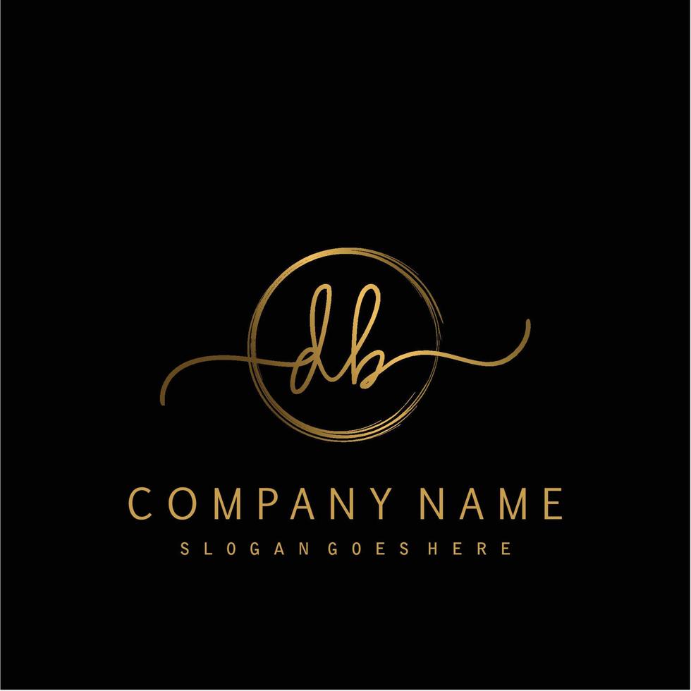 Initial DB handwriting logo with circle hand drawn vector