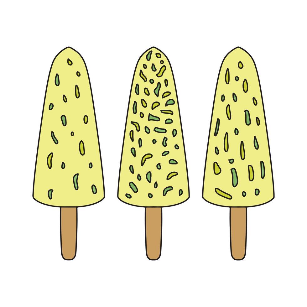 helado indio tradicional malai kulfi, postre lácteo congelado del sur de asia. ilustración vectorial simple con contorno aislado sobre fondo blanco vector