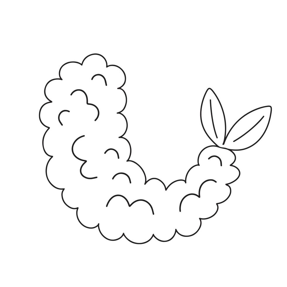 Tempura shrimp simple hand drawn doodle. Traditional asian food dish. Otline, contour drawing, coloring page. Vector illustration isolated on white background