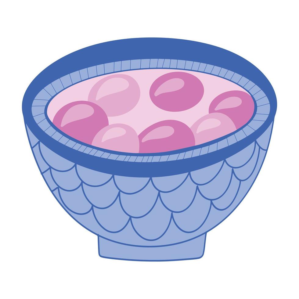 tangyuan or tang yuan glutinous rice dumpling balls in bowl. Traditional Asian food for Dongzhi Festival or Winter Solstice vector