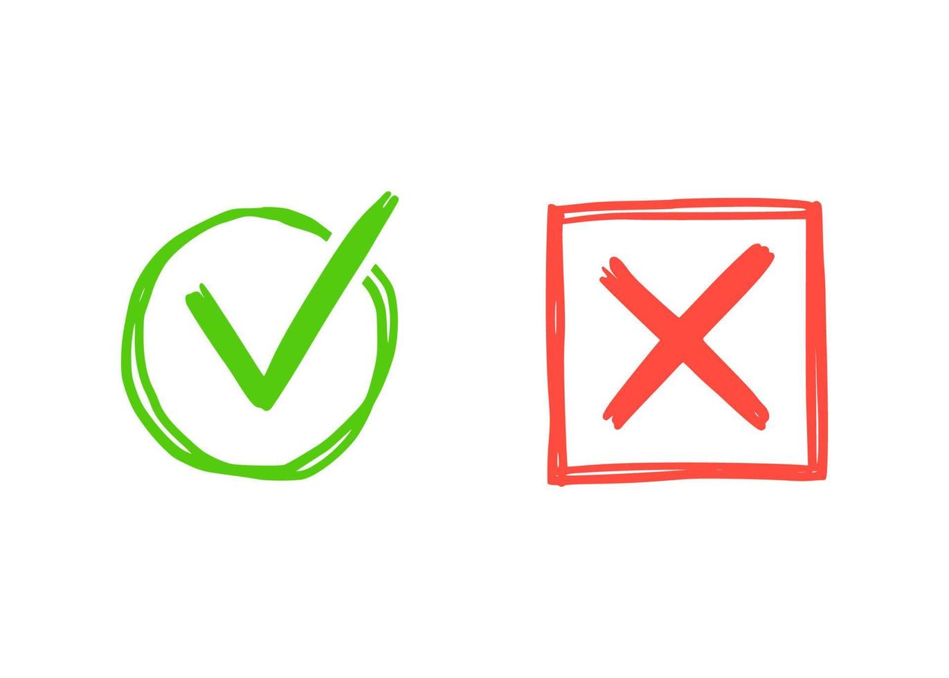 Green check and red cross mark. vector