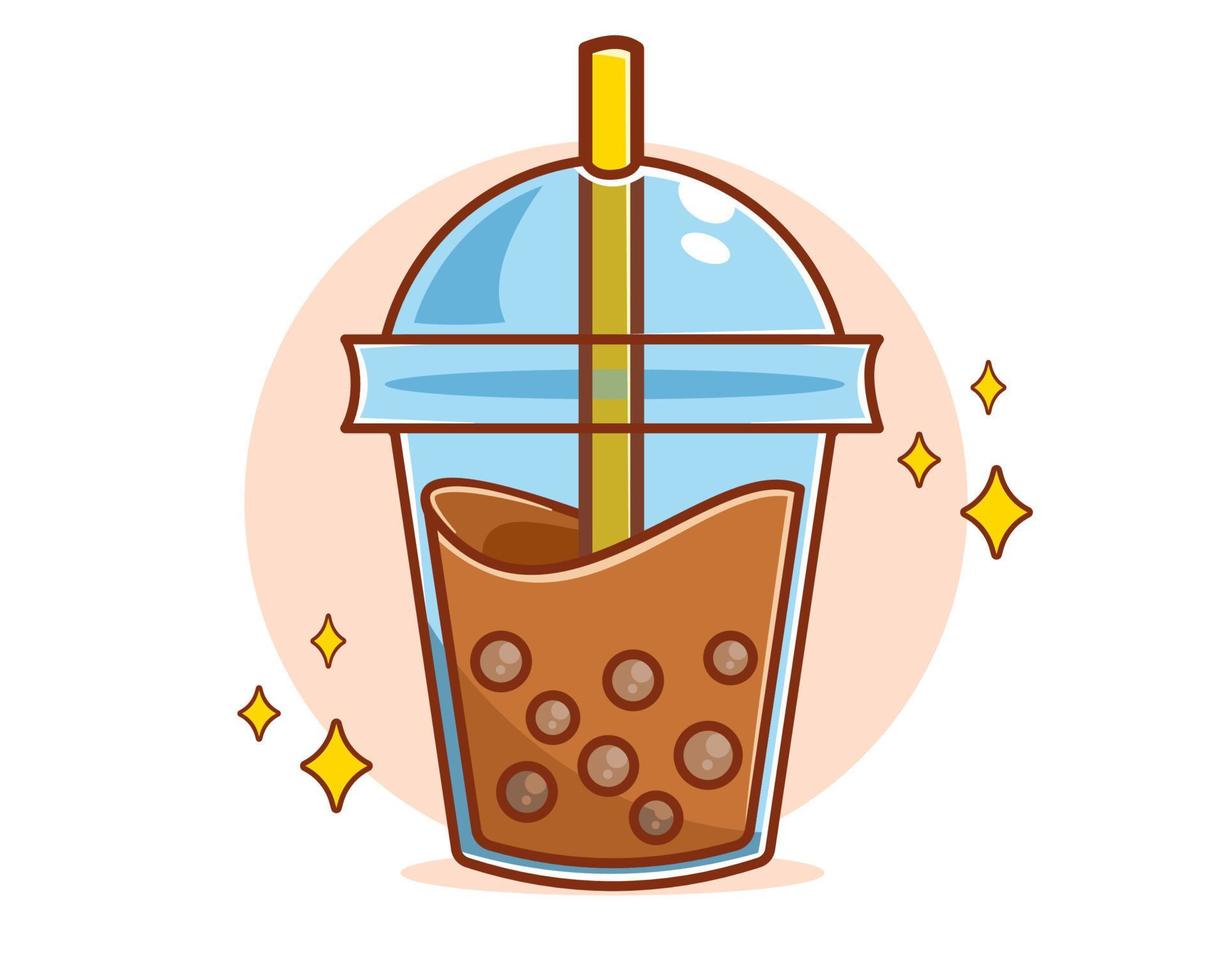 Cute bubble milk tea cartoon illustration vector