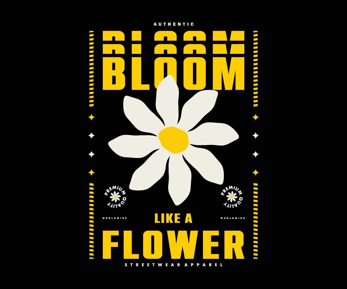 Aesthetic illustration of daisy flower t shirt design, vector graphic, typographic poster or tshirts street wear and Urban