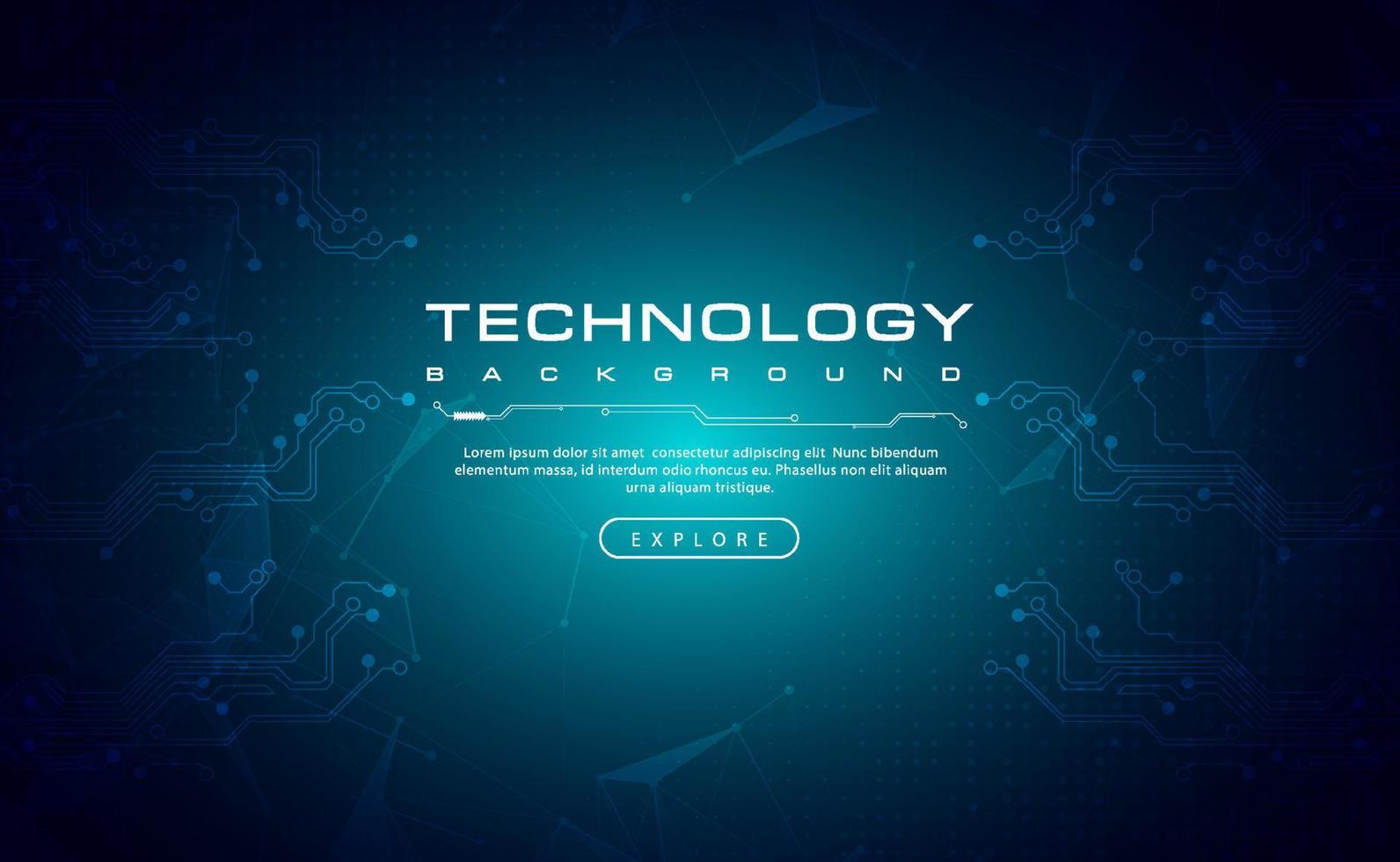 banner de tecnología digital concepto de fondo verde azul, efecto de luz de tecnología cibernética, tecnología abstracta, datos futuros de innovación, red de Internet, big data ai, conexión de puntos de líneas, vector de ilustración