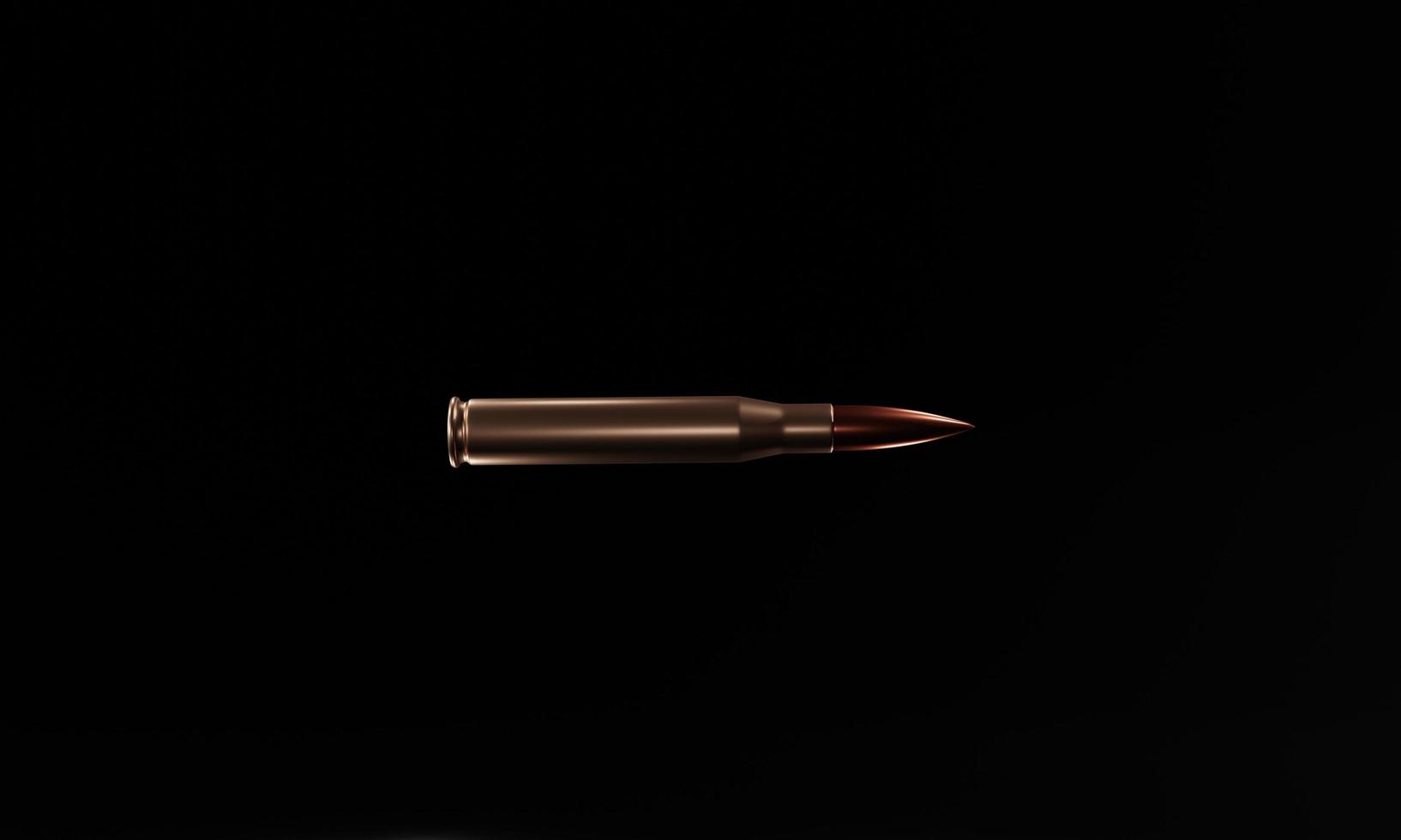 Close-up of Ammunition 3D for gun weapon ammo gold brass for the military on black background. 3D rendering illustration photo