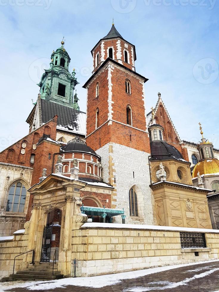 The Wawel Royal Archcathedral Basilica of Saints Stanislaus and Wenceslaus. Located on Wawel Hill in Krakow, Poland. Frosty winter day. photo