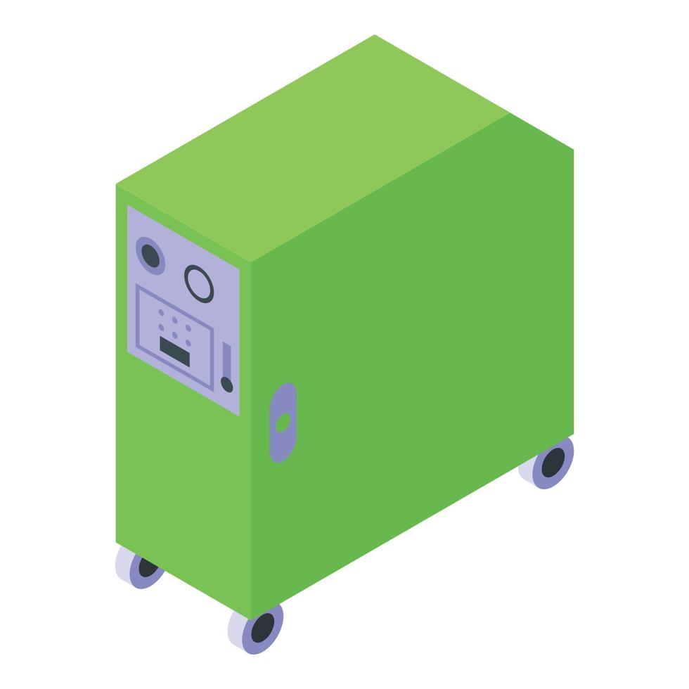 vector isométrico del icono del concentrador de oxígeno verde. equipo para el hogar