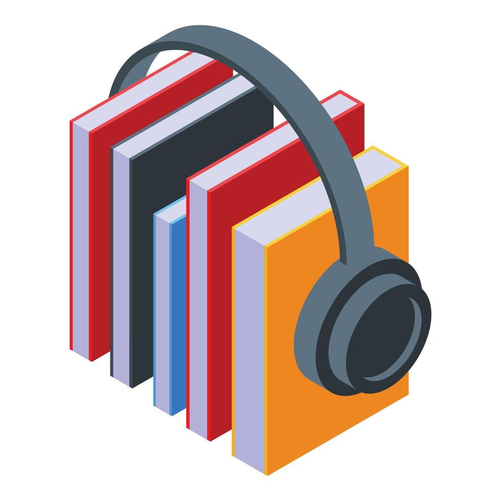 Audio bookstore icon isometric vector. Buy book vector