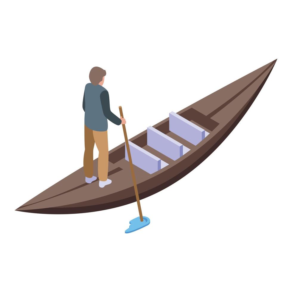 Wood gondola icon isometric vector. Venice boat vector