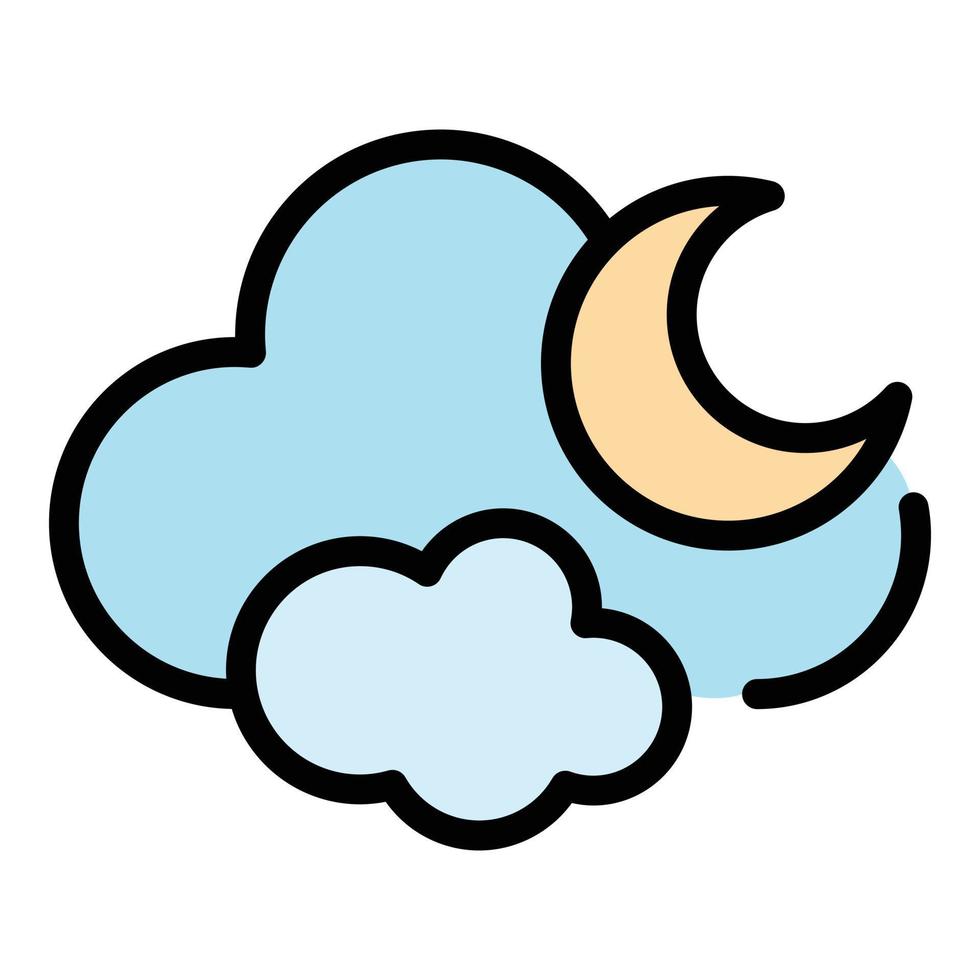 Night clouds icon color outline vector