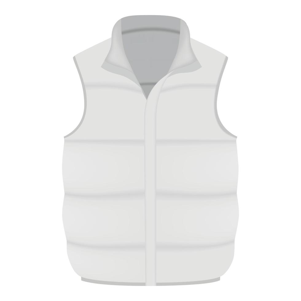 Back of white warm vest mockup, realistic style vector