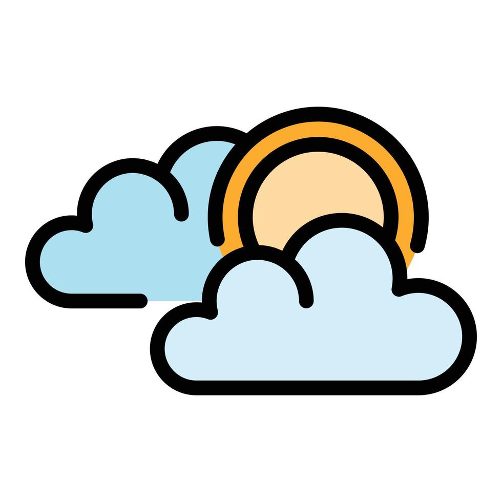 Cloudy icon color outline vector
