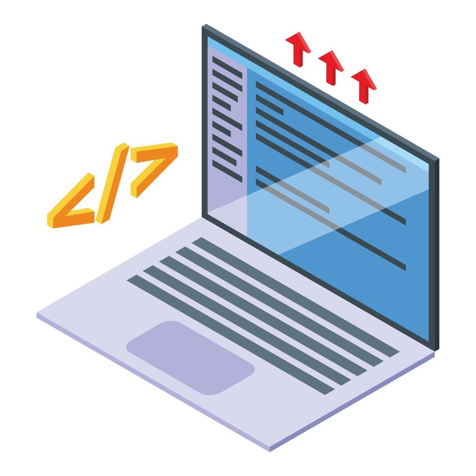 Laptop performance management icon isometric vector. Company report vector