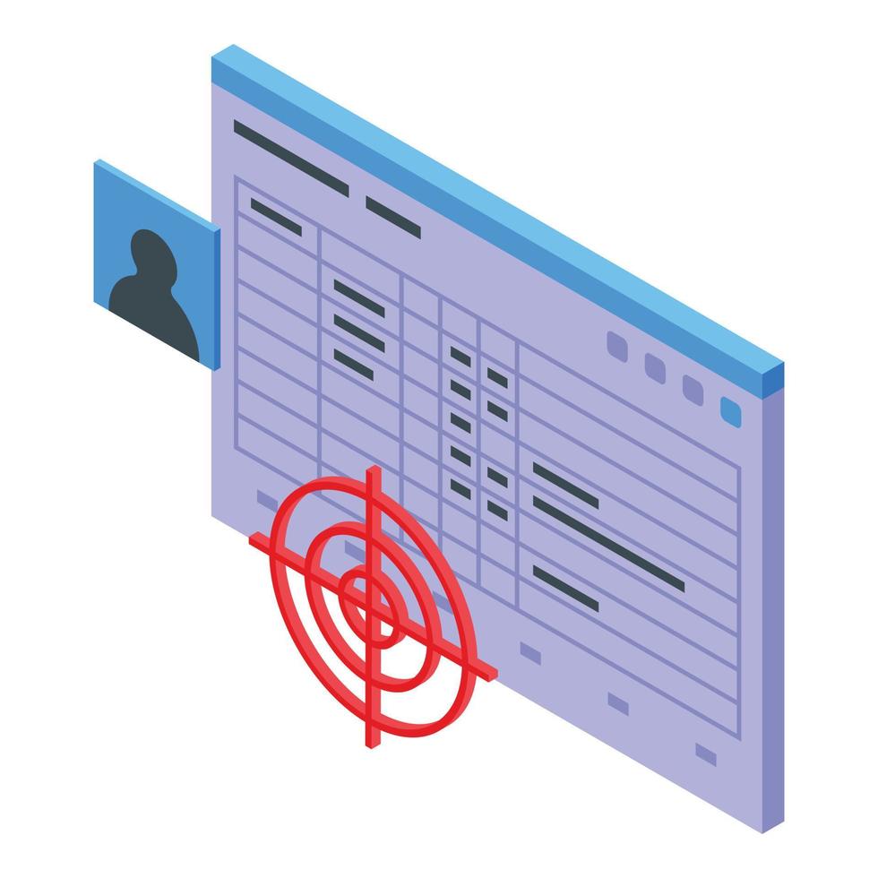 Online management target icon isometric vector. Monitor data vector