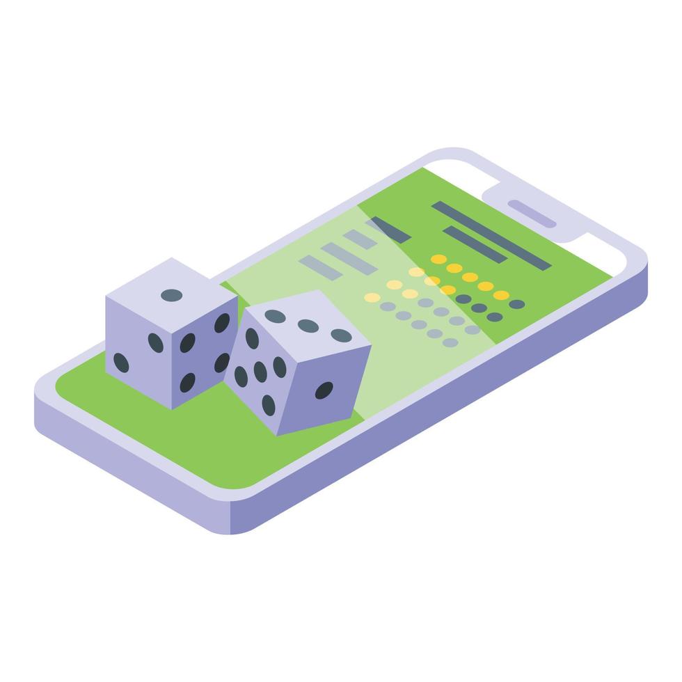 Dice mobile game icon isometric vector. Screen arcade vector