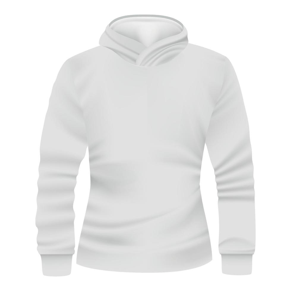 White hoodie front view mockup, realistic style vector