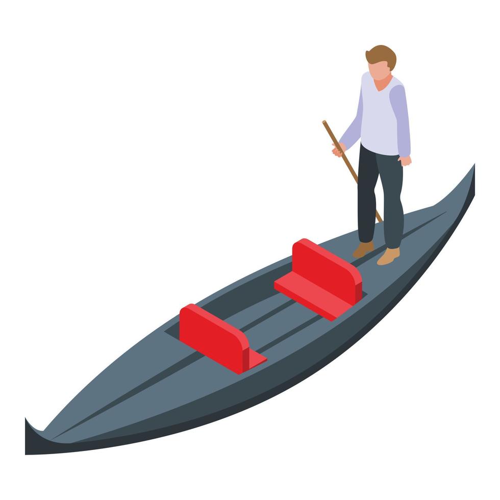 Young gondolier icon isometric vector. Venice boat vector