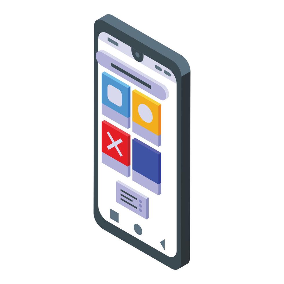 Mobile icon isometric vector. App design vector