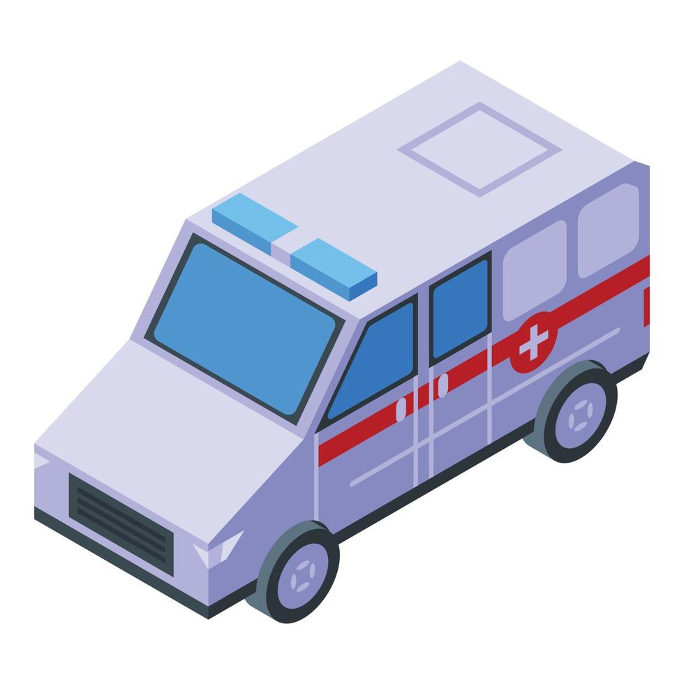 icono de coche de ambulancia mareado vector isométrico. salud enferma