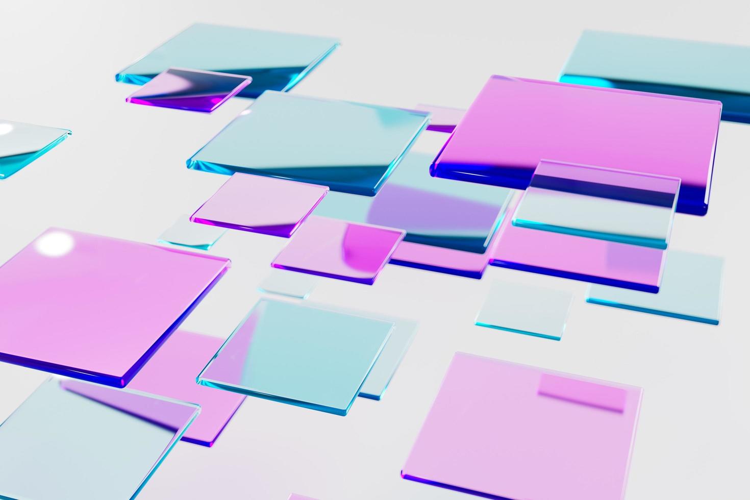 Colored abstract transparent purple elements 3d render close-up. photo