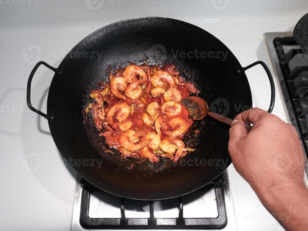 Spicy prawn and chilli dish photo